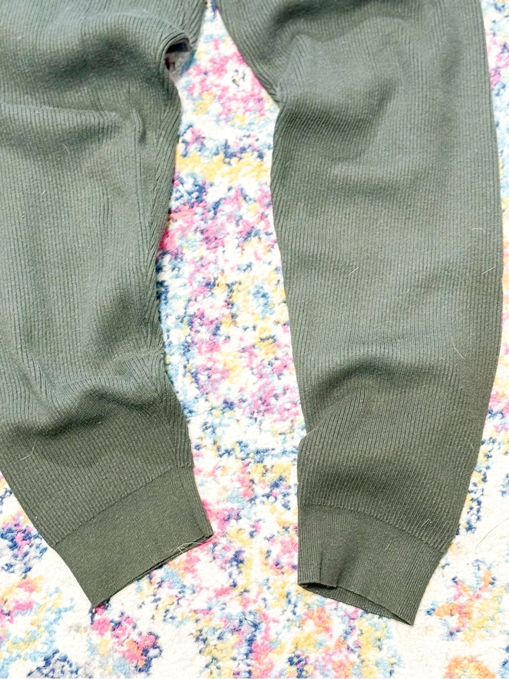Army Green Ribbed Jogger Sweater Pants - Picture 5 of 5